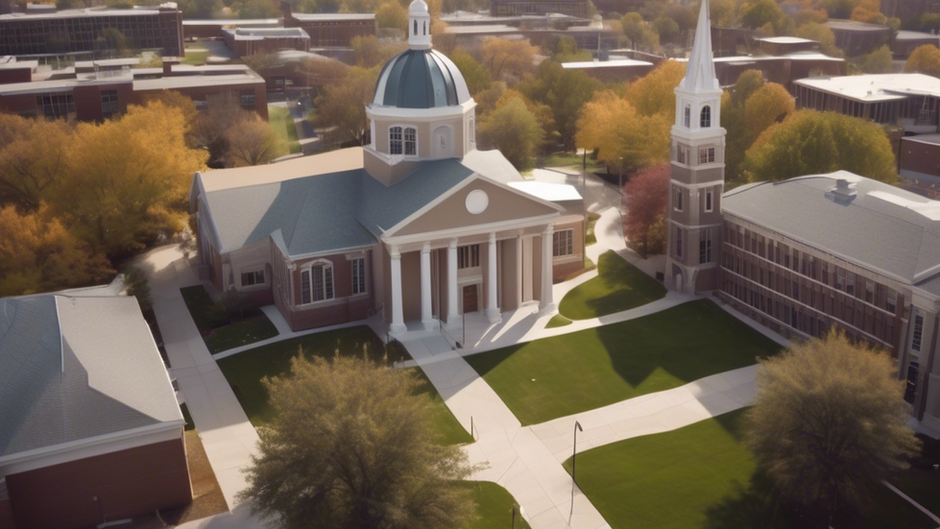 Christian college campus with chapel