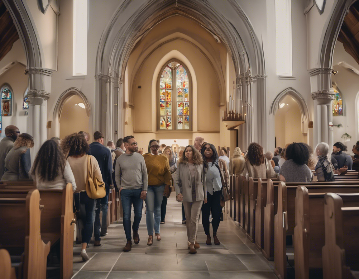 Church congregation gathered in worship